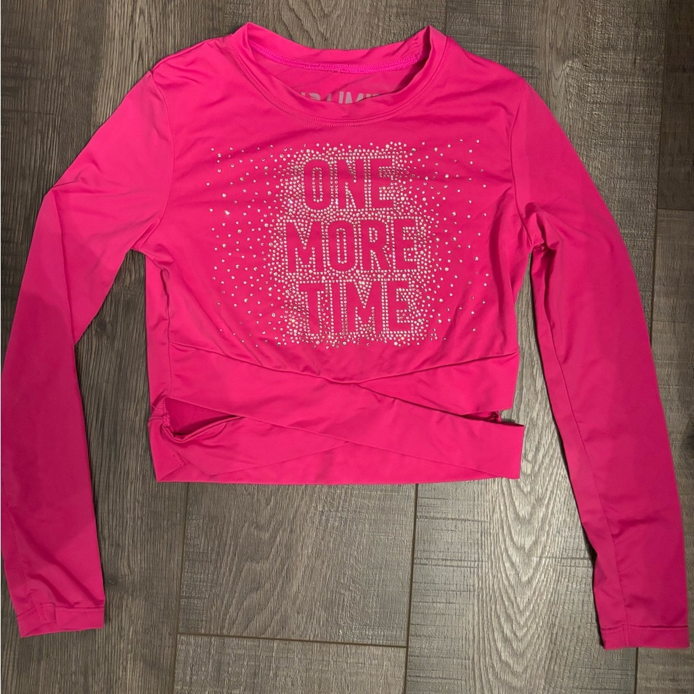 No Limit Sportswear Youth M Pink Long Sleeve Practice Wear With Glitter  Text